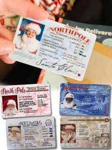 1 个圣诞老人虚拟执照、圣诞游戏道具、雪橇驾驶执照、圣诞老人游戏道具、圣诞装饰、新奇、便宜物品、圣诞节 - 彩色 - 查看 6