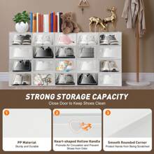 20x Plastic Foldable Shoe Storage Box Rectangular Organiser Container Transparent Stackable Storage Multifunction Shoe Storage Box White - White - View 10