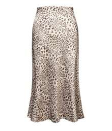 hoteel Womens Leopard Print Skirt Midi Long Length Silk Satin High Waist Elastic Skirts - 米色 - 查看 4