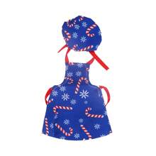 1 pieza Conjunto de accesorios navideños para muñeca - Delantal + Gorro de chef (El diseño es aleatorio, la muñeca no está incluida)