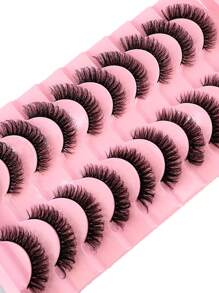 10 Pairs 5D Mink Eyelashes, Criss-Cross Thick & Natural Looking False Eyelash Strips - Black - View 2