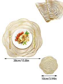 Bộ 2-8 miếng lót đĩa tròn bằng PVC đơn giản, có thể giặt được, dễ vệ sinh, lau sạch, chống trượt, chịu nhiệt, miếng lót bàn ăn, hoa hồng đáng yêu, miếng lót đĩa thanh lịch, bộ đồ ăn, miếng lót bàn bếp, đồ trang trí tiệc cưới ngày lễ - Nhiều màu - Xem 6