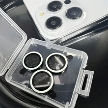 夜光彩色镜头保护膜，适用于 15 Pro Max/ 14 Pro/ 13 PM/ 12/ 11 后置摄像头，高清清晰，防摔，防刮擦，生日、家人、朋友礼物，镜头保护膜，手机配件，防水防震防指纹全覆盖 - 白色 - 查看 15