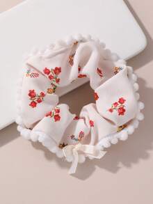 NAIZHU 1 pieza Adorable moño bicolor, coletero con estampado de flor de cerezo y oso de peluche - ZMH2477lanse - Ver 14