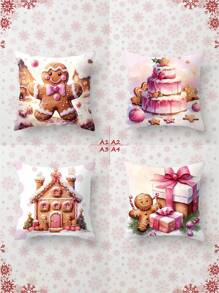 4pcs Soft & Comfortable Decorative Pillow Covers, Cookie Man Design, Suitable For Christmas, Sofa, Living Room, Bedroom, Car, No Pillow Insert - Multicolor - View 11