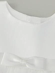 嬰兒女寶寶白色蓬蓬袖蕾絲連衣裙，適用於婚禮和特殊場合，適合0-2歲 - 白色 - 查看 7