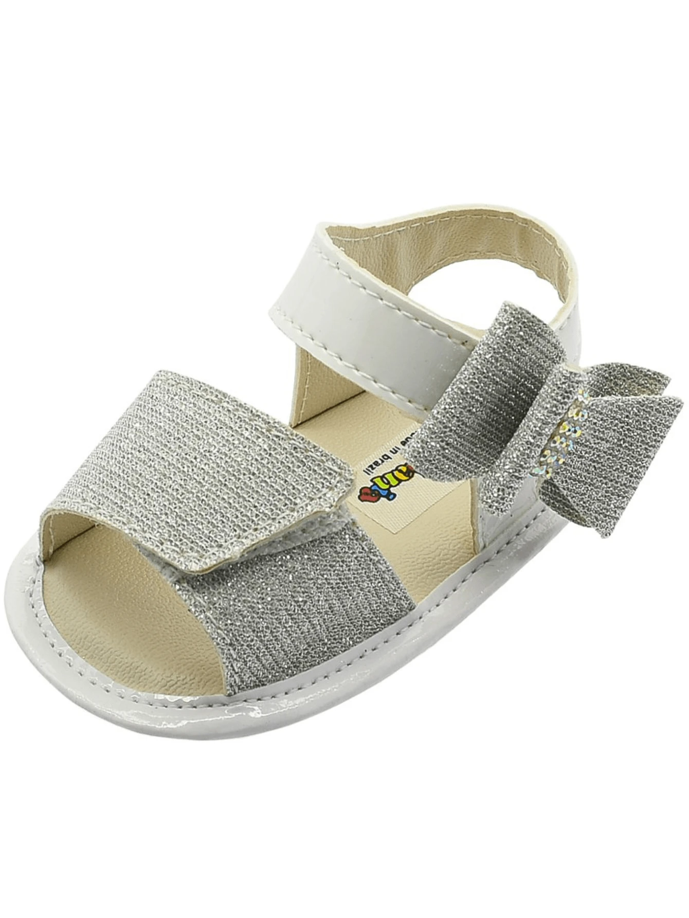Cool Baby Girl's Sandals With Bow And Glitter Summer Baptism Ready For Delivery 22-01 White - 白色 - 查看 1