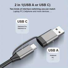 4-In-1 Dual-Head Adapter With Gigabit Ethernet, USB 2.0 Hub, For Connecting External USB Devices, Smartphones, Laptops, Desktops, Tablets - Grey - View 5