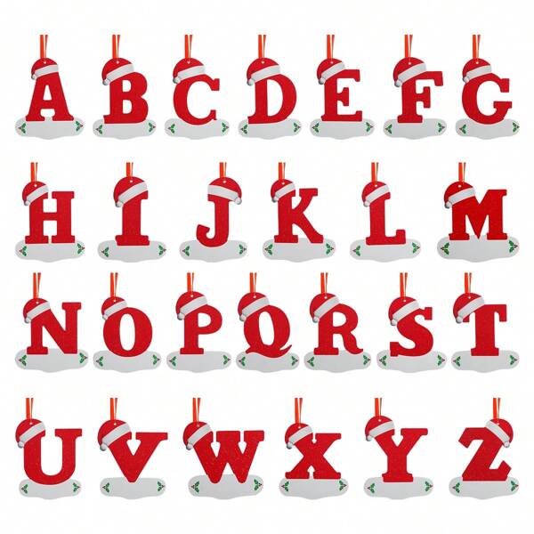 1pc Christmas 26-Letter Decoration Hanging Ornament, Allows Customized Greeting Phrase Writting, Suitable For Christmas Tree, Holiday Garden & Porch Decoration