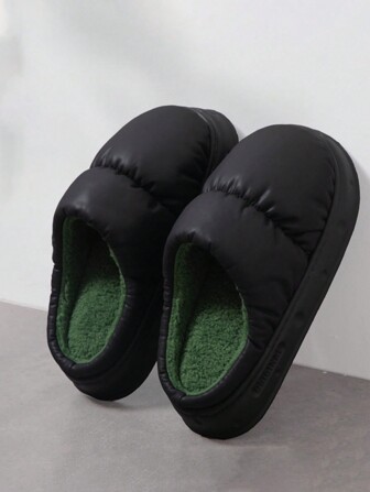 Men's Slippers, New Winter Latex Anti-Bacterial Anti-Slip Thick Sole Comfy Warm Couple Slippers,Furry Shoes