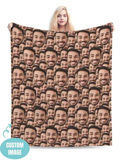1pc Custom Flannel Face Blanket For Bed, Personalized Funny Blanket With Face, Personalized Throws Christmas Gifts Blanket, Collage Bedding Blanket, Best Friend Face Blanket, Cozy Blanket, Family Face Gift, Wedding Gift, Birthday Gifts, Mother's Day Gift, Father's Day Gift, Gift For Mom/Dad, Gift For Friend, Gift For Her, Multipurpose Living Room Sofa Outdoor Beach Camping Pet Washable,Season Picks,Custom Tapestry