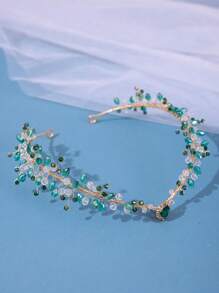 1 Women's Forest Fairy Forehead Ornament Romantic Purple Lavender Accessories Green Leaf Crystal Tiara Bohemian Banquet Party Dress Accessories Bridal Wedding Hair Accessories Royal