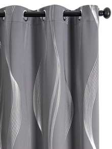 1 件纯色银箔波浪遮光窗帘，现代简约奢华银色隔热遮阳高遮光窗帘，适用于卧室、书房、客厅 - 深灰色 - 查看 8