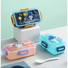 Leakproof Plastic Microwave Bento Lunch Box With Spoon For Kids - Màu xanh lá - Xem 1