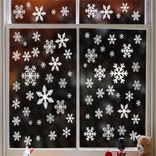 圣诞节白色窗户贴纸、圣诞老人、雪花贴花，适用于商场、家居、商店、玻璃、静电贴 - 彩色 - 查看 11