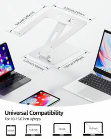 Adjustable Laptop Stand For Desk, Portable Laptop Riser, Aluminum Computer Stand For Laptop Ergonomic Laptop Holder For Laptop Under 15.6" - Silver