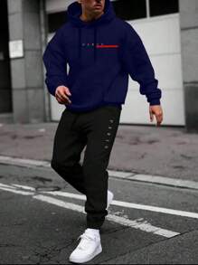 Paris Cold Weather Blouse Kit, Kangaroo Sports Jacket With Pocket, Classic Hooded Sweatshirt + Paris Pants, Men's And Women's Coat, Fashion - 藏蓝色 - 查看 1