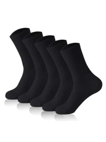 1/5/10 Pairs Black & White Plain Ankle Elastic Band Unisex Running And Cycling Sports Socks - Multicolor - View 3