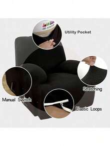 Lazy Boy Recliner Cover Stretch Recliner Slipcover Couch Cover Chair Cover - Xám - Xem 5