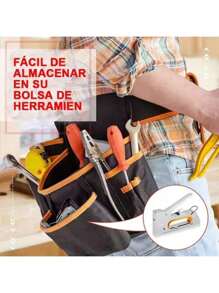 Engrapadora Tipo Pistola Para Tapiceria Con 1 Caja Grapas - Plateado - Ver 7