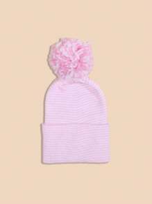 1 件装婴儿 0-3 个月针织无檐便帽，带毛绒绒球，温暖柔软，秋冬季新生儿户外日常休闲帽 - 1PC - 查看 6