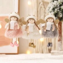1 đồ trang trí treo thiên thần Giáng sinh mới, đồ trang trí thiên thần bằng vải tuyn sang trọng, cây thông Noel, nhà, cửa sổ, trang trí tiệc, giáng sinh, halloween, lễ hội, giáng sinh - Nhiều màu - Xem 3