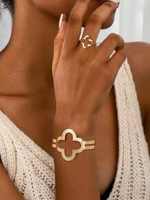 1套女裝時尚套裝，極簡海洋風格，個性化海貝殼、海星、金色手鐲、戒指套裝，適用於日常通勤、派對等 - 海星貝殼套裝 - 查看 13