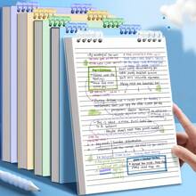 A5/B5 Flip Up Loose-Leaf Notebook,60 Sheets,Detachable Horizontal Line Inner Page Notepad,Waterproof PP Cover,Office And School Supplies - Retro Color - View 8