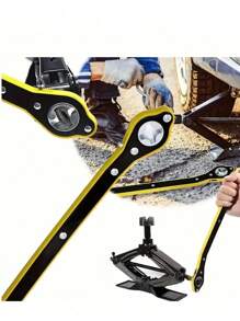Effortless Car Jack Wrench, Long Handle Scissor Car Jack Wrench With 360° Reversible Design, For Motorcycle, SUV And Other Vehicles Garage Tire Wrench