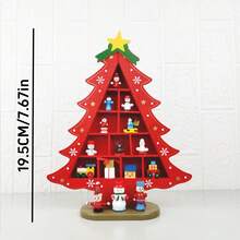 Đồ trang trí Giáng sinh 1 cái Tượng gỗ kẻ caro Cây thông Noel DIY Phụ kiện trang trí để bàn - Nhiều màu - Xem 2