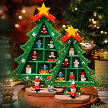 Đồ trang trí Giáng sinh 1 cái Tượng gỗ kẻ caro Cây thông Noel DIY Phụ kiện trang trí để bàn - Nhiều màu - Xem 5