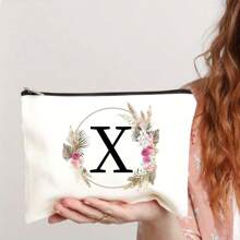 Bolsa de maquiagem com estampa floral e de letras chique de outono - Bolsa de cosméticos de lona reutilizável e moderna com grande capacidade Bolsa de armazenamento de viagem para mulheres Bolsas de grife, bolsa de cosméticos de viagem portátil personalizada com zíper, ideal para bolsa de festa de casamento e presente feminino, bolsa de papelaria escolar, presente de festa Bolsa de maquiagem para itens essenciais de viagem Bolsas de maquiagem Organizador de maquiagem Organizador de maquiagem Armazenamento de maquiagem Bolsa de maquiagem Bolsa de maquiagem - Branco - Ver 27