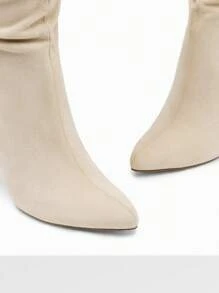 Knee High Boots For Women, Pointed Toe Stiletto High Heel Slouchy Suede Sexy Comfortable All-Day Wear For Dating And Party Tall Boots - 米色 - 查看 6
