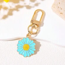 1 件合金珐琅雏菊钥匙扣，时尚清新花卉钥匙圈，带龙虾扣，适用于背包、手提包和手机，返校礼物，装饰花形钥匙扣，适合情侣和女士 - 彩色 - 查看 6