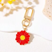 1 件合金珐琅雏菊钥匙扣，时尚清新花卉钥匙圈，带龙虾扣，适用于背包、手提包和手机，返校礼物，装饰花形钥匙扣，适合情侣和女士 - 彩色 - 查看 3