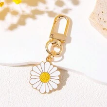 1 件合金珐琅雏菊钥匙扣，时尚清新花卉钥匙圈，带龙虾扣，适用于背包、手提包和手机，返校礼物，装饰花形钥匙扣，适合情侣和女士 - 彩色 - 查看 4