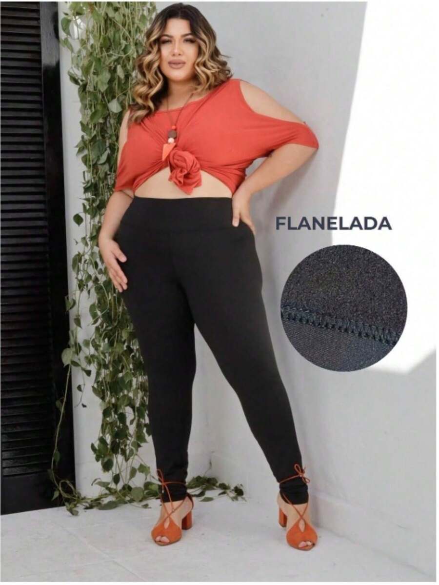 Warm Flannel Leggings Plush Pants - 黑色 - 查看 1