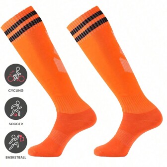 1/2pairs Soccer Socks Stripe Knee High Softball Baseball Team Sports Socks Breathable Football Socks For Men Women
