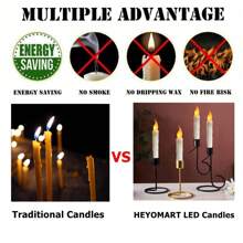 24PCS LED Wax Flickering Flameless Candle Lights Battery Operated Taper Dinner Party Home Halloween Thanksgiving Xmas Christmas Wedding Valentines Day Decorations Candles - 白色 - 查看 2