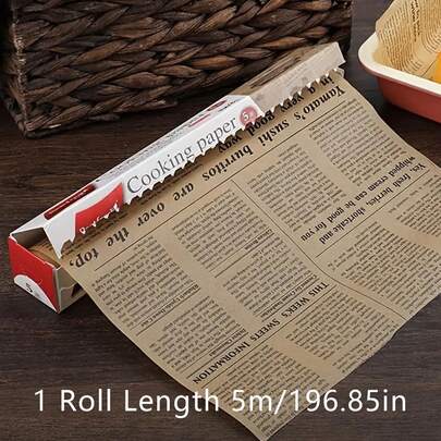 1/2/3 Roll Retro Newspaper Pattern Baking Oil Paper, Out Baking Dessert Parchment Paper Liners, Non Stick Heat Resistant Waterproof Greaseproof, Perfect For Air Fryer Baking Cooking, Kitchen Accessories