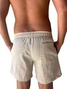 Mauricinho Premium Linen Bermuda Shorts For Men, Casual Beachwear, With Pocket - Màu be - Xem 4