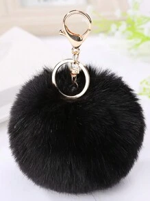 1pc Multicolour 8cm Fluffy Fur Ball Pom Pom Keychains, Soft Faux Fur-Like Ball Car Keyring, Car Keyring Key Holder Women Bag Pendant, Bag Accessories, Back To School Gifts (Please Note That The Keychain Is Fluffy And Can Be Rearranged To Look The Same As In The Picture Upon Receipt)