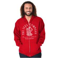 Sudadera con capucha con cierre para hombre y mujer con logo vintage del oso polar de The Icee Company - Rojo - Ver 1
