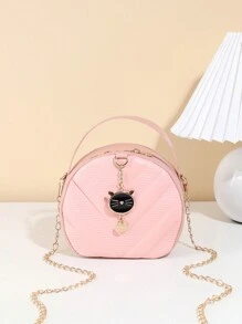 V-förmig gemusterter, süßer Metall-Katzen-Anhänger als Dekoration für die Handtasche