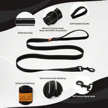 Lynxking 1PC Dog Leash,Durable Webbing Lead With Reflective Strips And D-Ring For Small Medium And Large Dogs - Black - View 4
