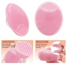 5 Pieces Cleansing Set Includes A Soft Silicone Facial Scrub Brush, A Fluffy Headband With A Wristband And A Headband Set - Baby Pink - View 8