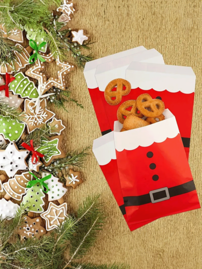 40 sztuk/zestaw torebek na prezenty z papieru Świętego Mikołaja, upominki na przyjęcie świąteczne, cukierki, ciasteczka, torebki na smakołyki, dekoracje świąteczne, dekoracje świąteczne, prezenty świąteczne, artykuły na przyjęcie świąteczne, torby na prezenty świąteczne, torby świąteczne, naklejki świąteczne