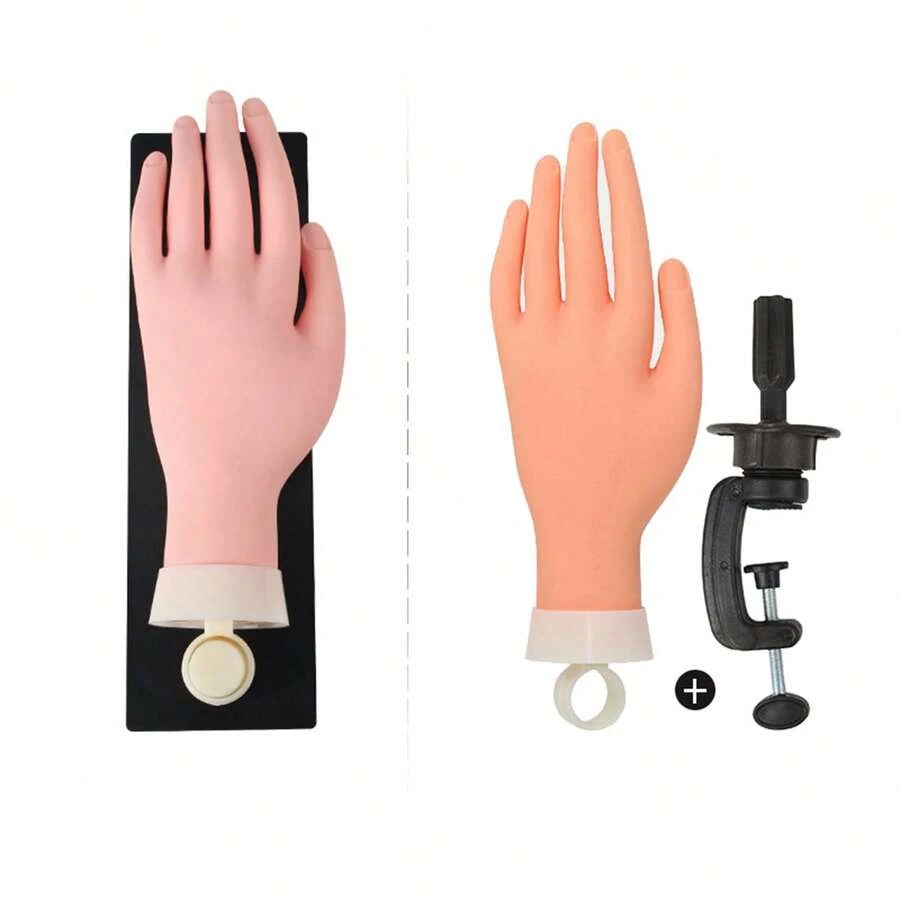 Nail Art Practice Hand Model With Adjustable Fingers, Bendable And Positionable Nail Polish Display Hand - Multicolor - View 1
