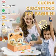 Aiyaplay Cucina Giocattolo per Bambini 3-5 Anni, Mini Cucina in Legno per Bambini con Fornello e 12 Accessori, Multicolore - Multicolore - Visualizzare 5