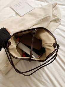 Fashionable Minimalist Solid Color Large Capacity Foldable PU Shoulder Bag, Suitable For Women Shopping, Commuting, Travel And Daily Use, New Arrival Hobo Bag